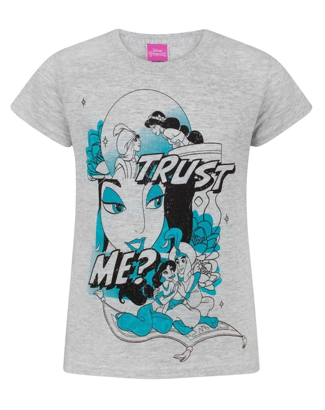 Disney Aladdin, Jasmine Girls Grey Short Sleeved T-Shirt