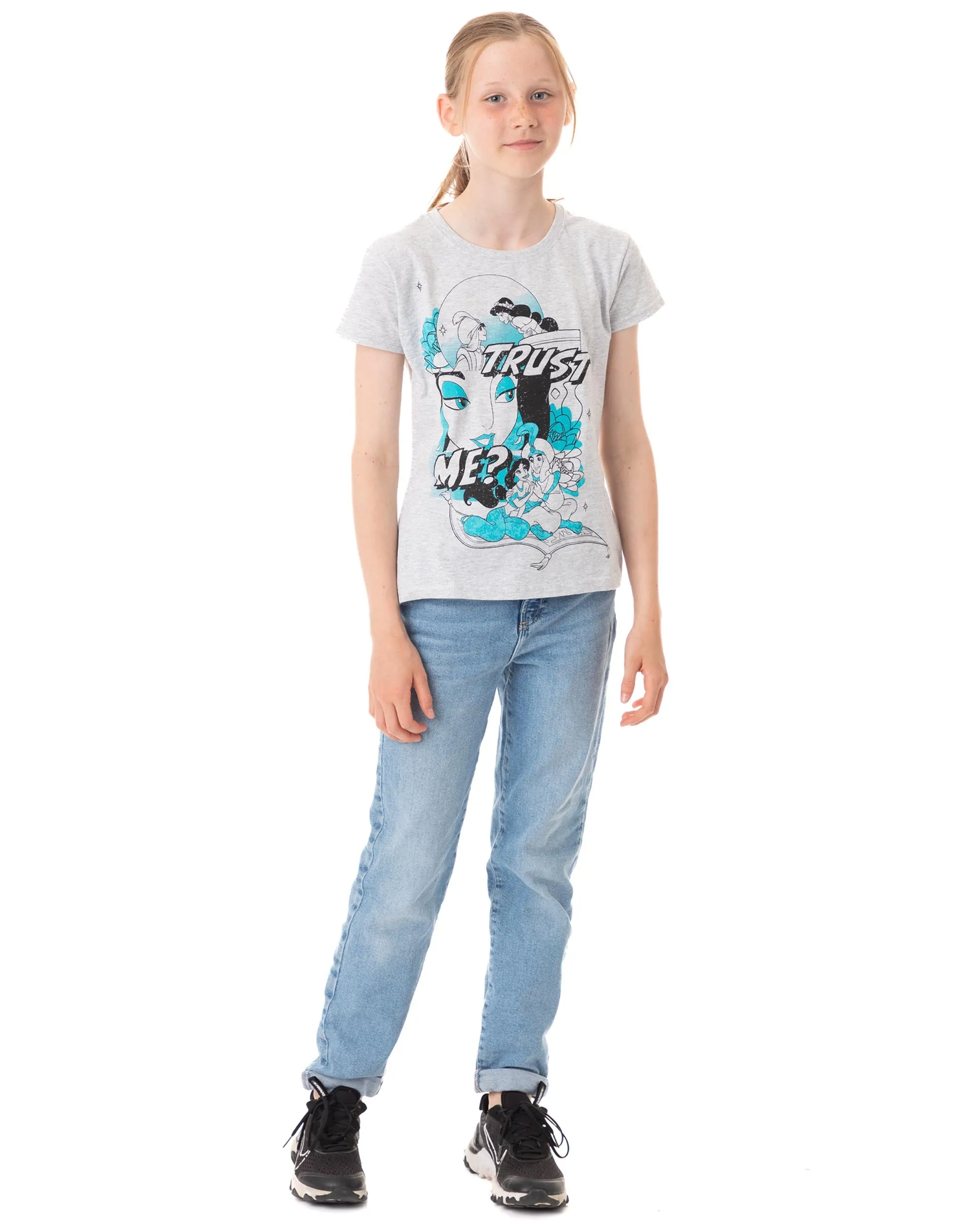 Disney Aladdin, Jasmine Girls Grey Short Sleeved T-Shirt