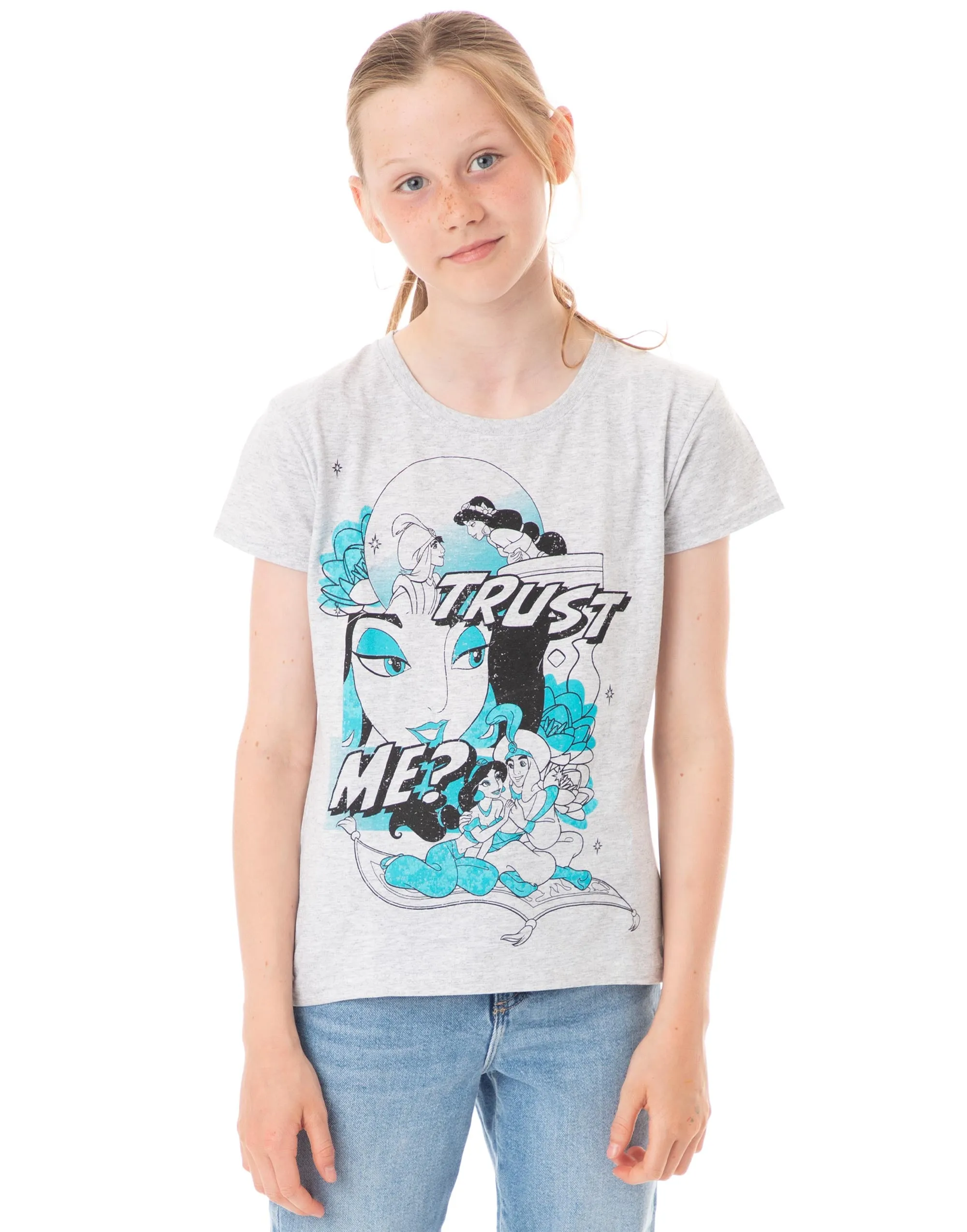 Disney Aladdin, Jasmine Girls Grey Short Sleeved T-Shirt