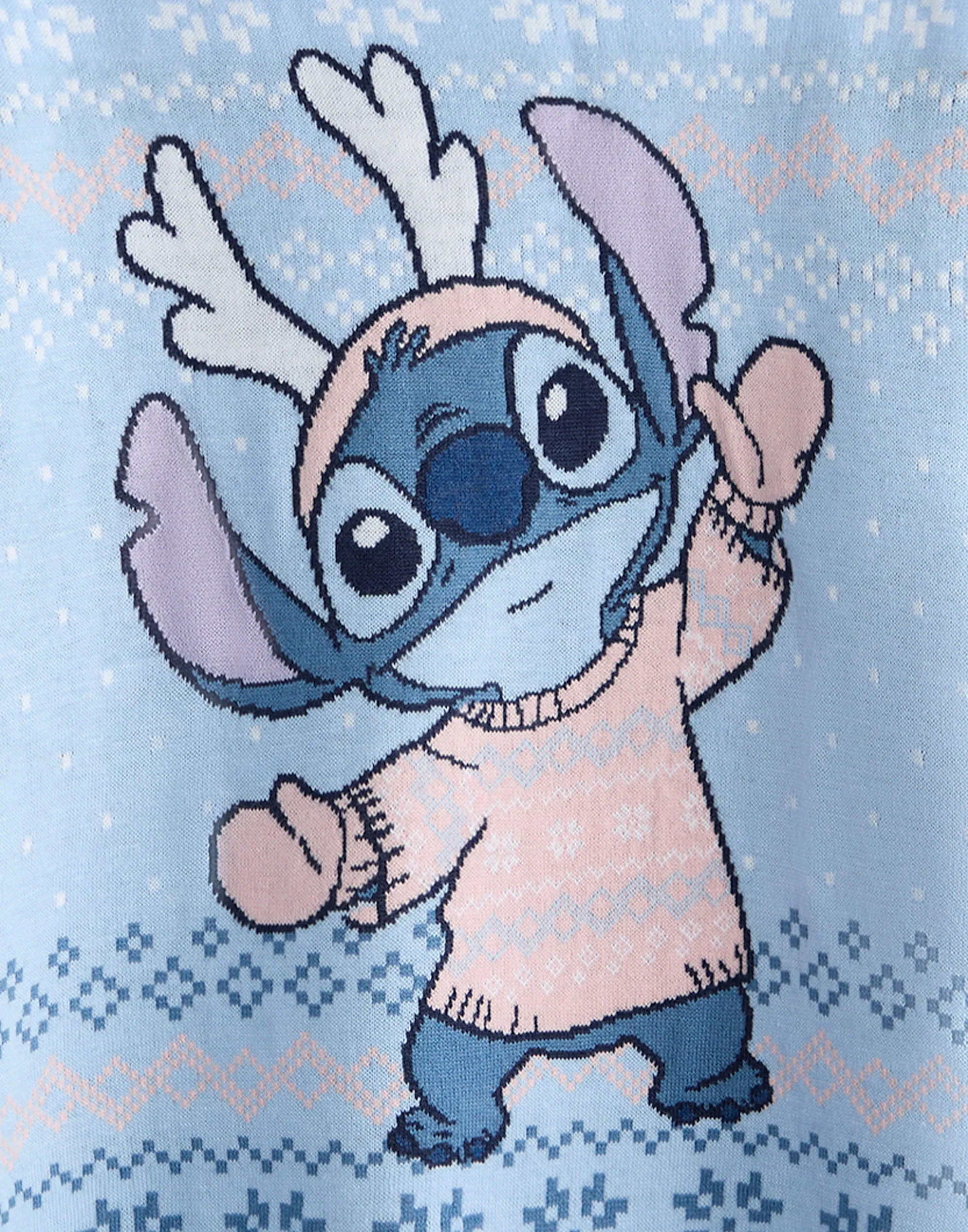 Disney Stitch Girls Blue Christmas Jumper