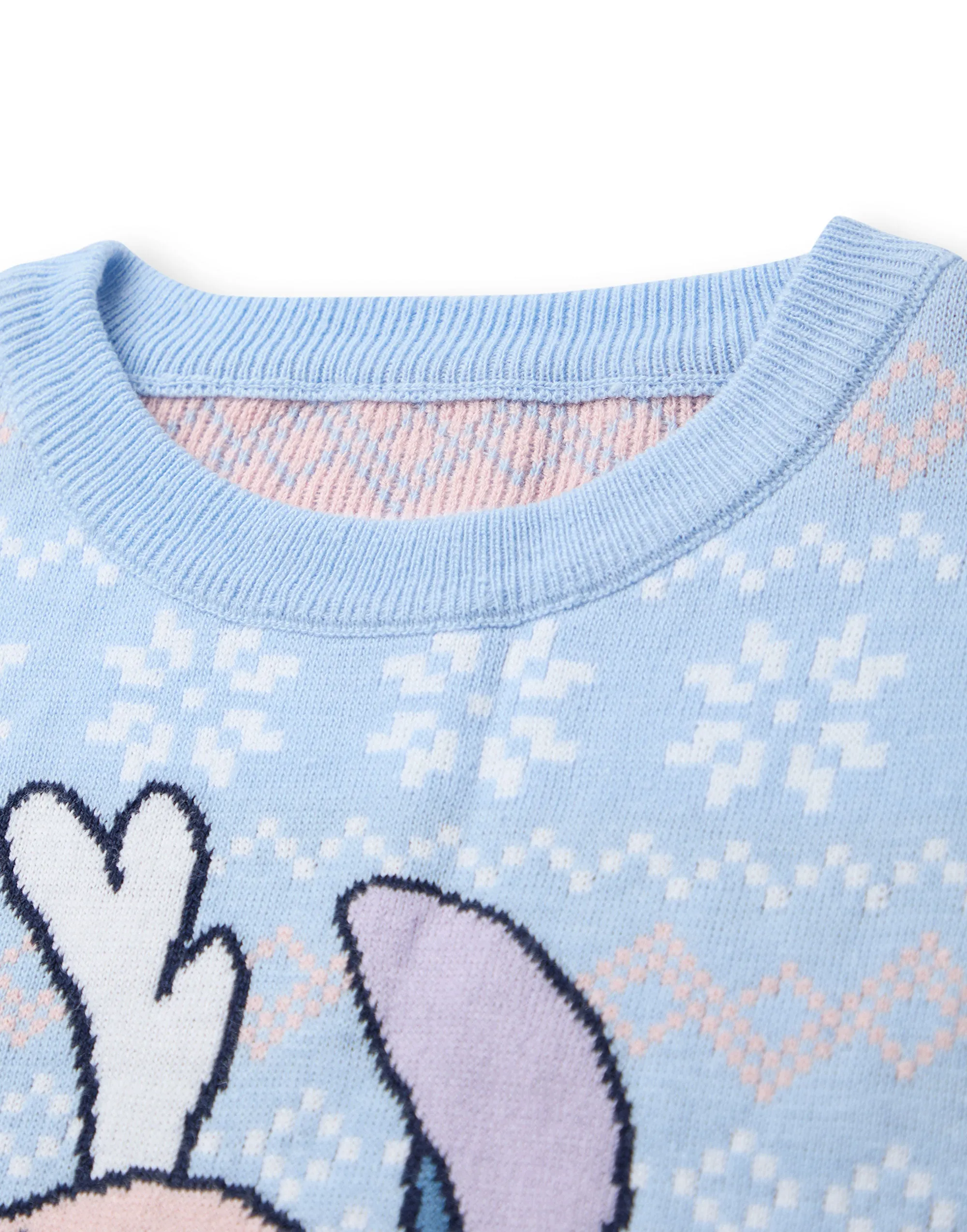 Disney Stitch Girls Blue Christmas Jumper