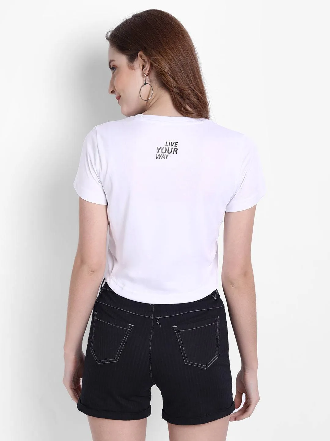 DriDOT White Long Back Crop Top RWW2041