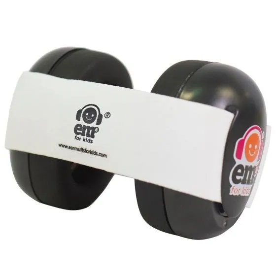 Em's 4 Kids Earmuffs-Black/Headband-White