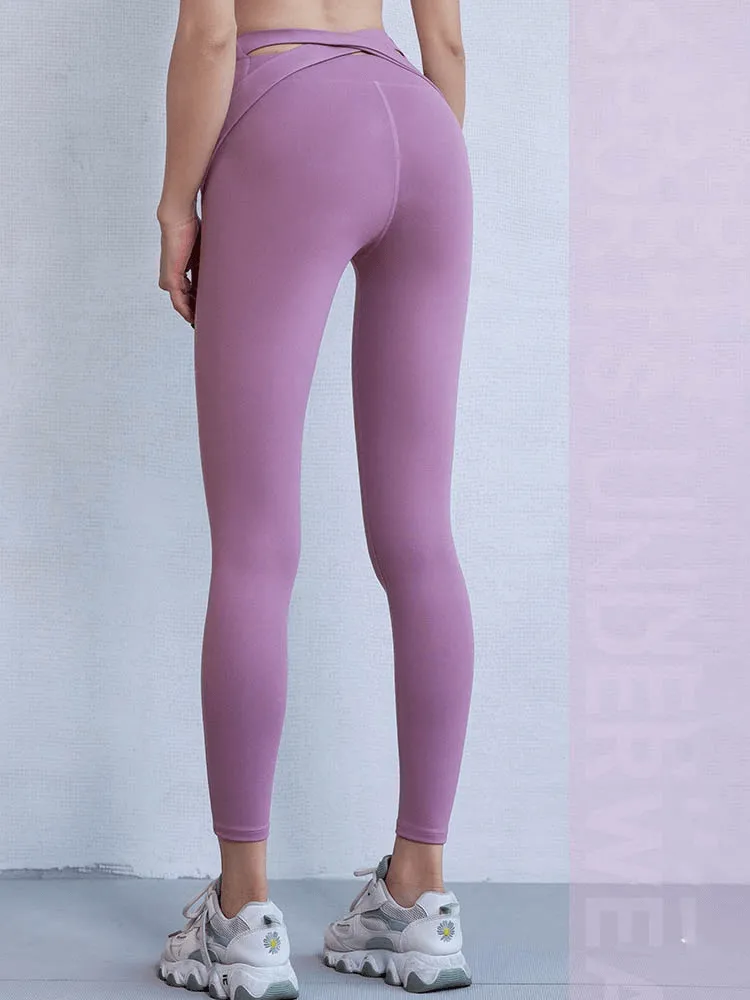 Female Cross Back Seamless High Waist Leggins for Sports - SF1026