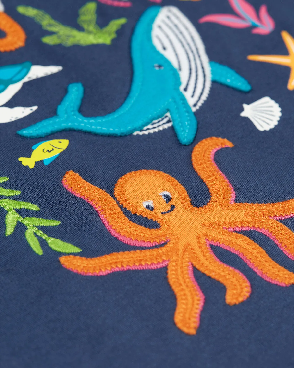 Frugi Little Creature Applique T-Shirt - Underwater