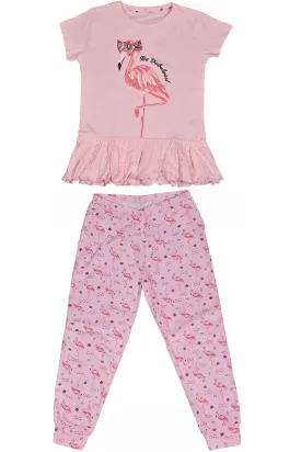 Girls Cotton Printed T-shirt Pyjamas Set