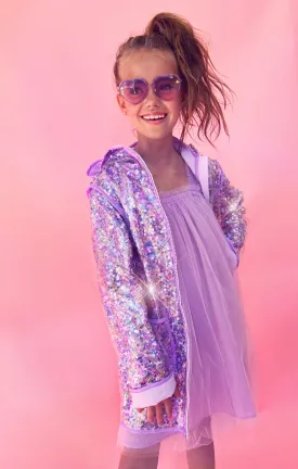 Girls Jackets | Raincoat: Sequin Magic - Purple | Lola and The Boys