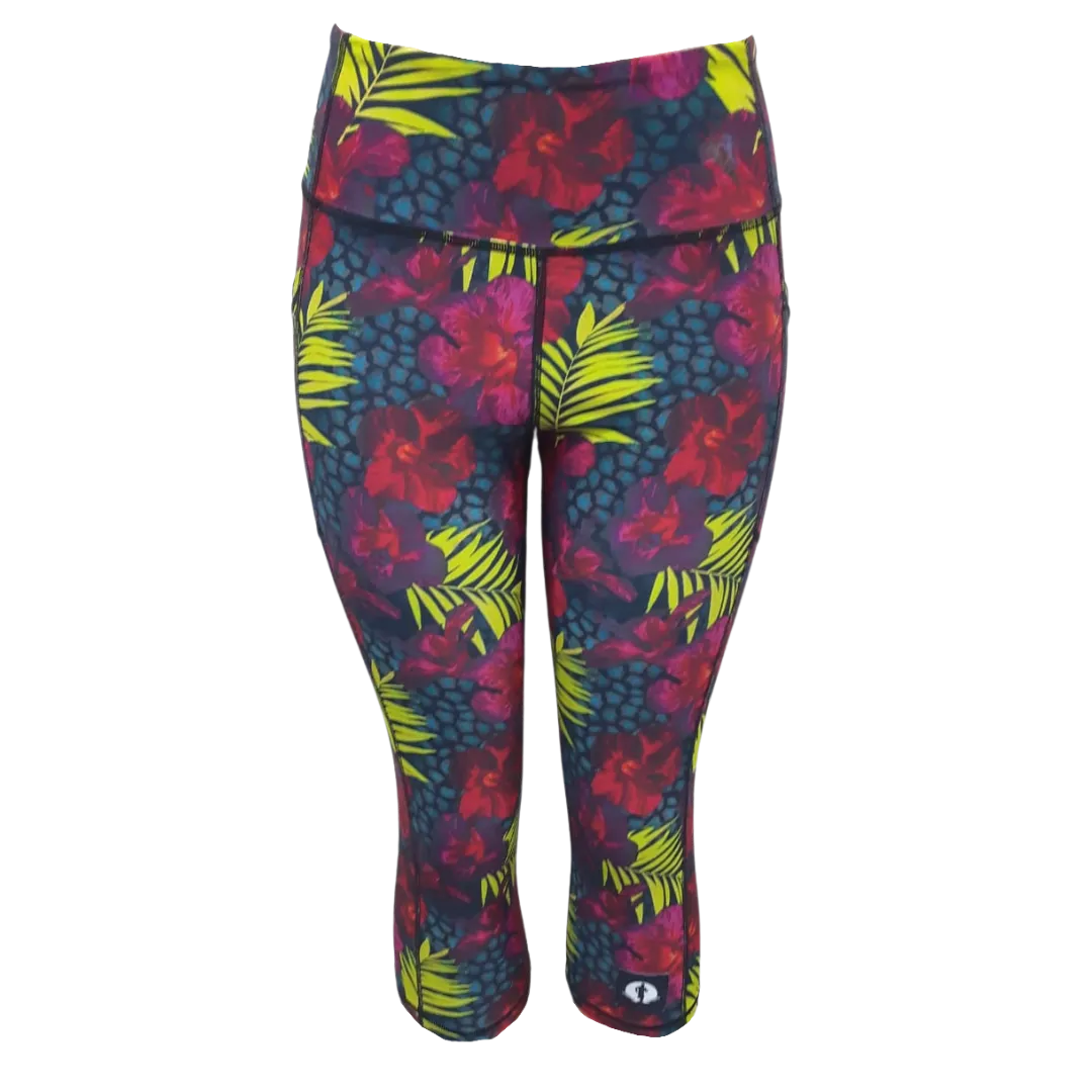 High Waist Funky 3/4 Leggings - Royalty