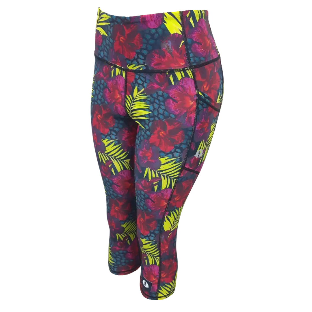 High Waist Funky 3/4 Leggings - Royalty