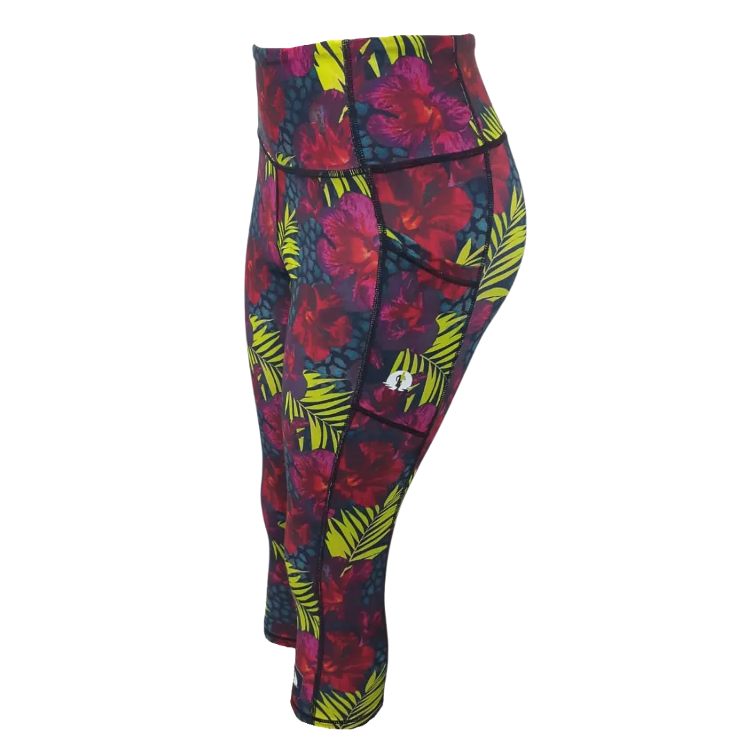 High Waist Funky 3/4 Leggings - Royalty