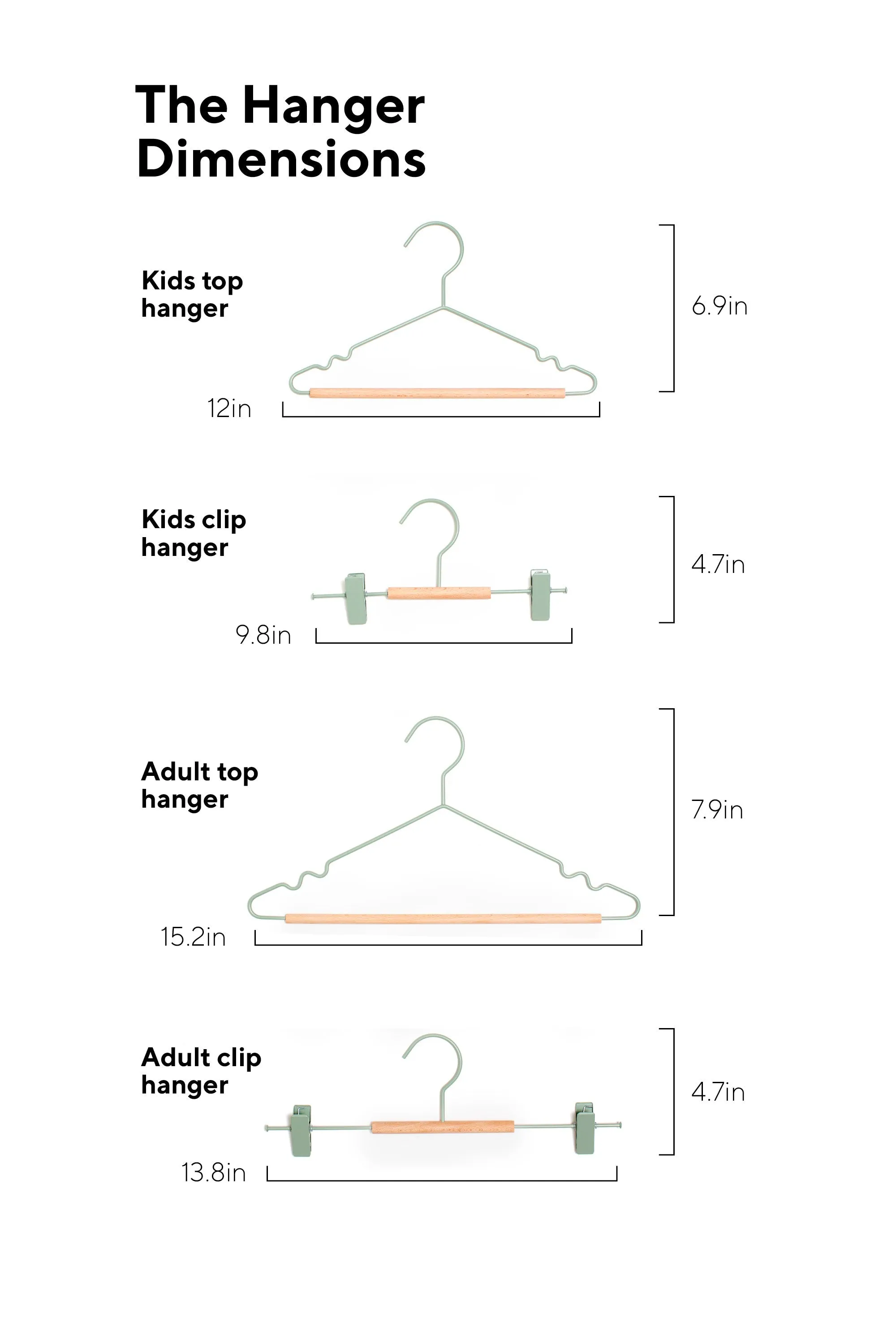 Kids Clip Hangers In Sage