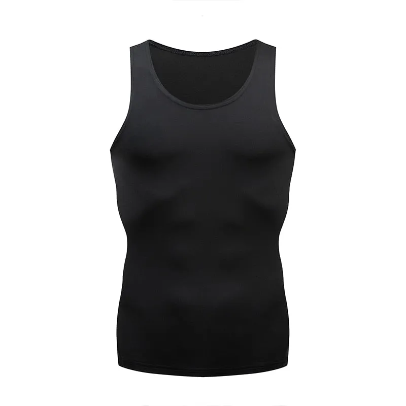 Men Running Vest Sports Fitness Compression Sleeveless Tank Top Fitness Workout Slimming Body Shaper T-Shirts Tights Sport Shirt