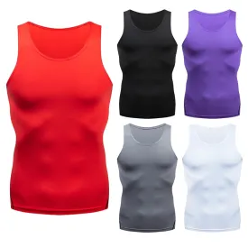 Men Running Vest Sports Fitness Compression Sleeveless Tank Top Fitness Workout Slimming Body Shaper T-Shirts Tights Sport Shirt