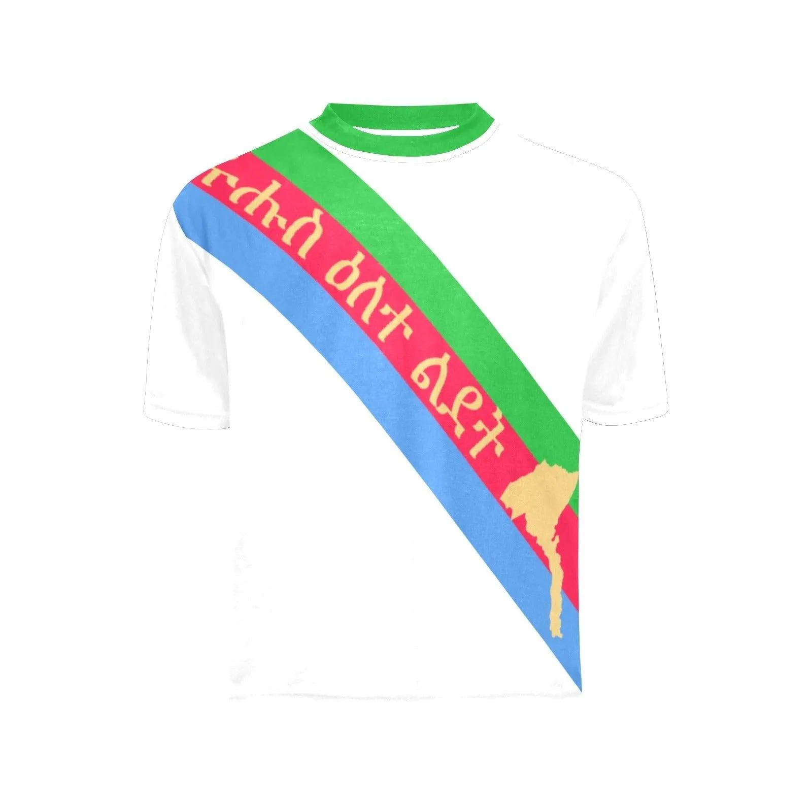 Miiss Eritrea White T-Shirt Green Neck band polyester