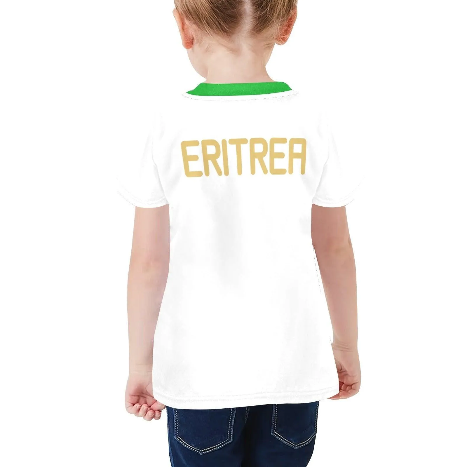 Miiss Eritrea White T-Shirt Green Neck band polyester