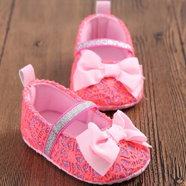 Newborn Bowknot Baby Shoes Toddler Soft Soled Flower Crib Shoes Anti-slip 0-18M