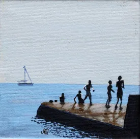 Original Groyne Painting - Baby Square 2 - Playing  (SOLD)