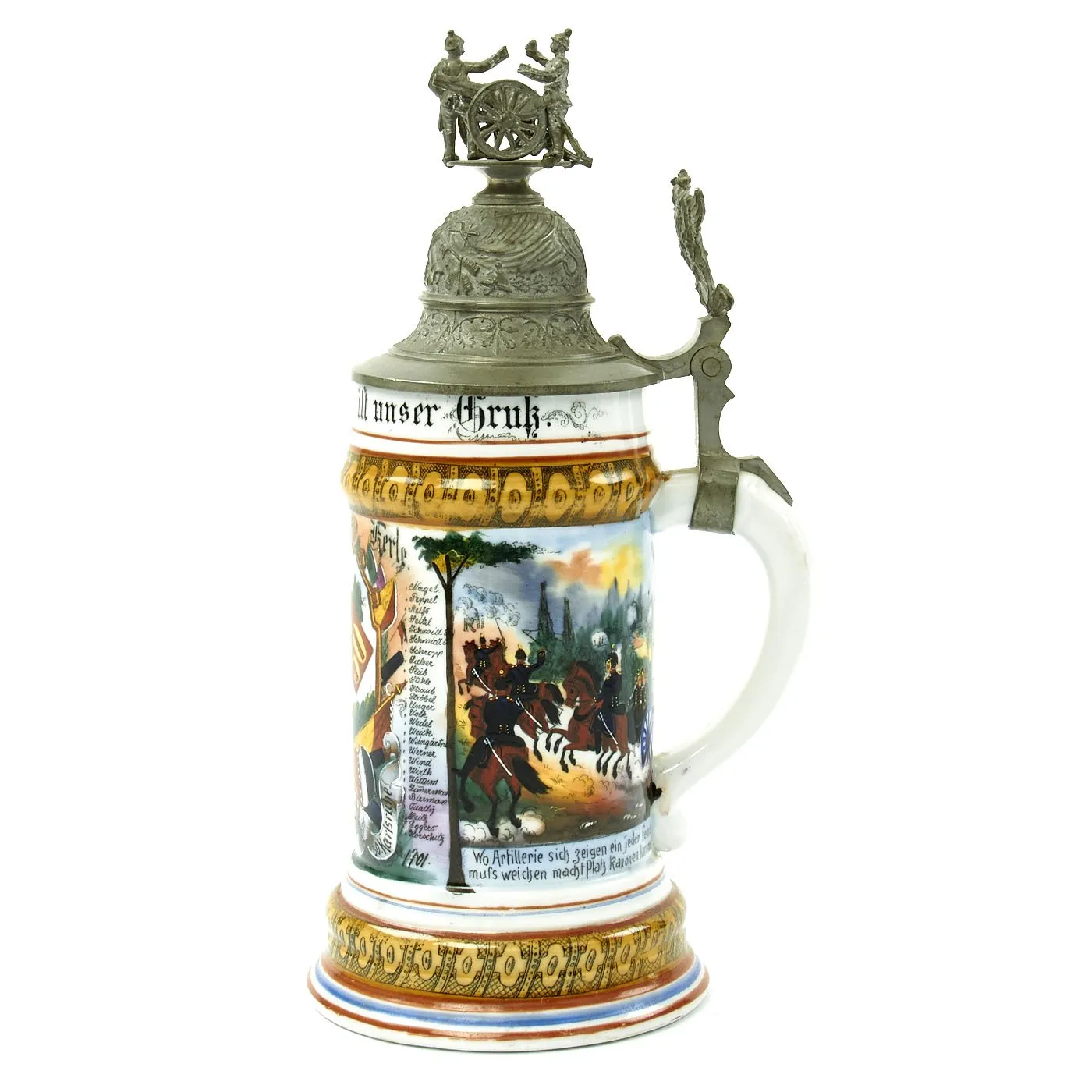 Original WWI Imperial German Regimental Beer Stein Collection - Set of Four