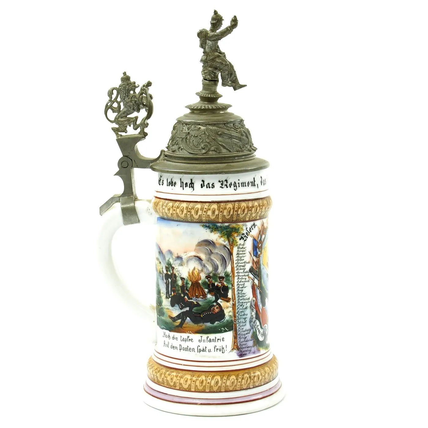 Original WWI Imperial German Regimental Beer Stein Collection - Set of Four