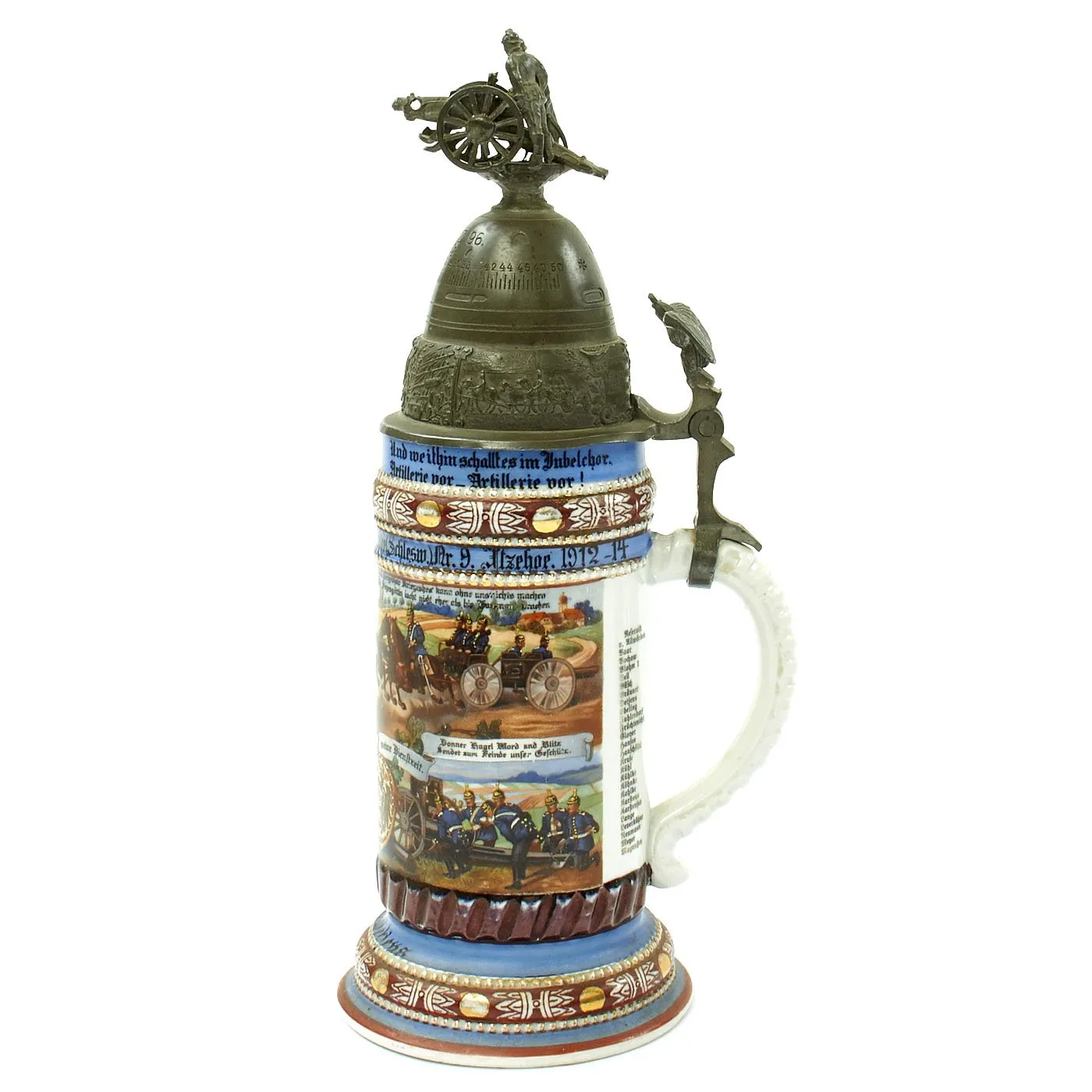 Original WWI Imperial German Regimental Beer Stein Collection - Set of Four