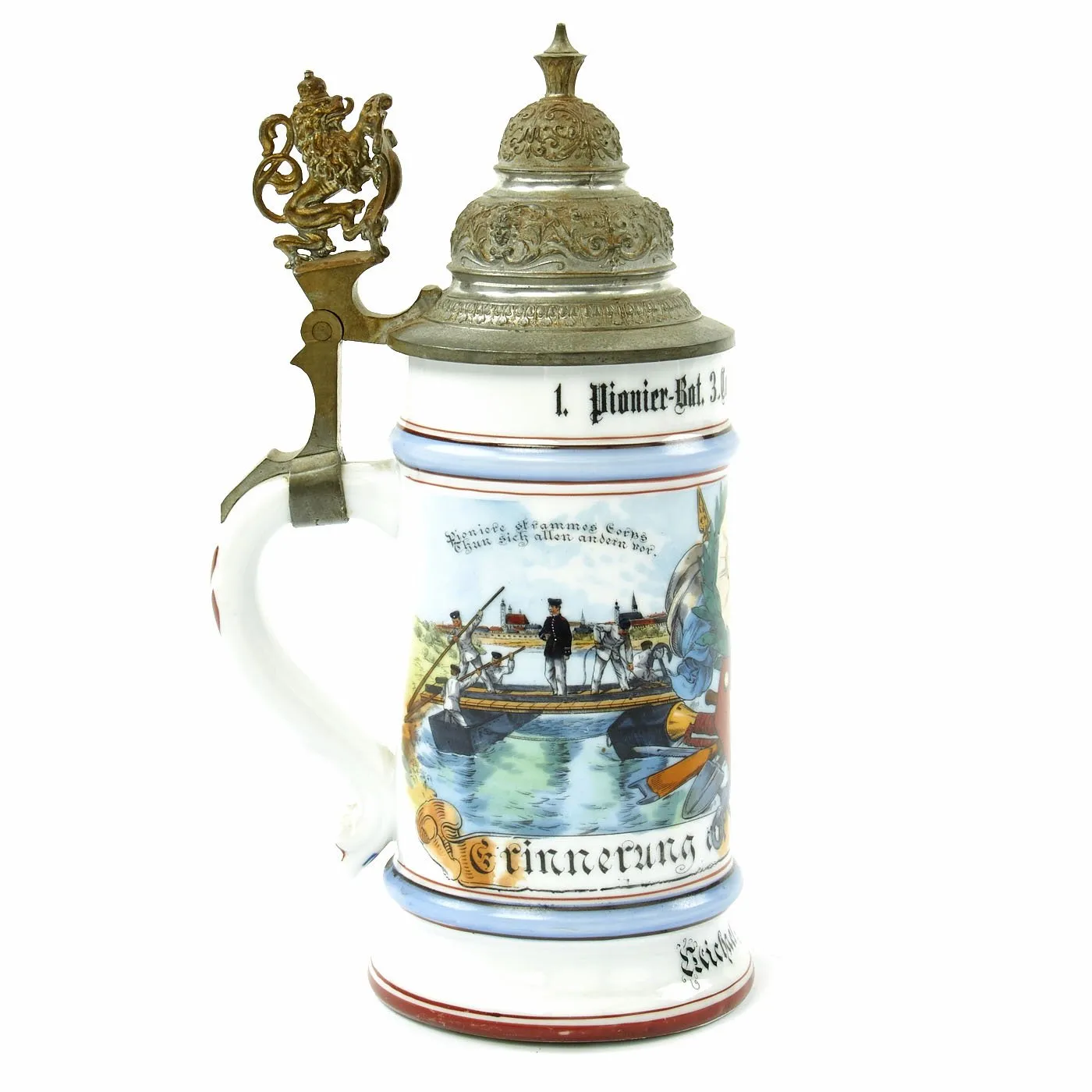 Original WWI Imperial German Regimental Beer Stein Collection - Set of Four