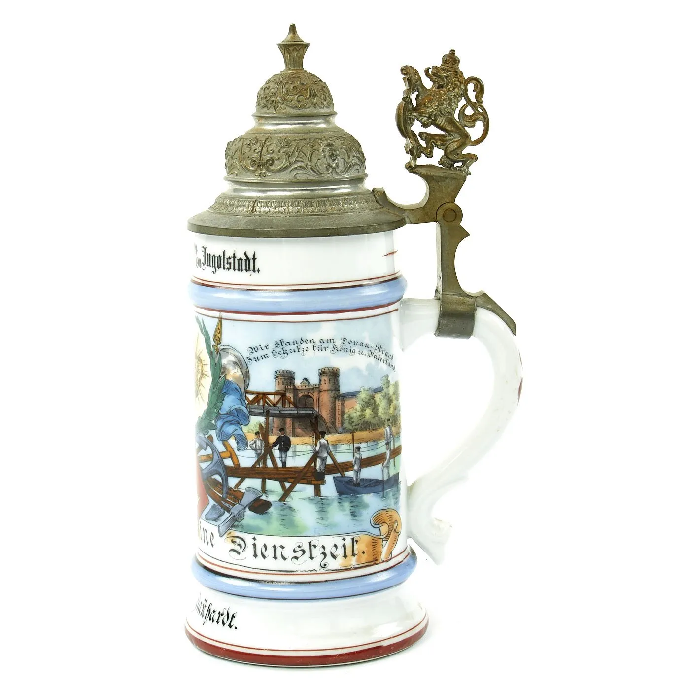 Original WWI Imperial German Regimental Beer Stein Collection - Set of Four