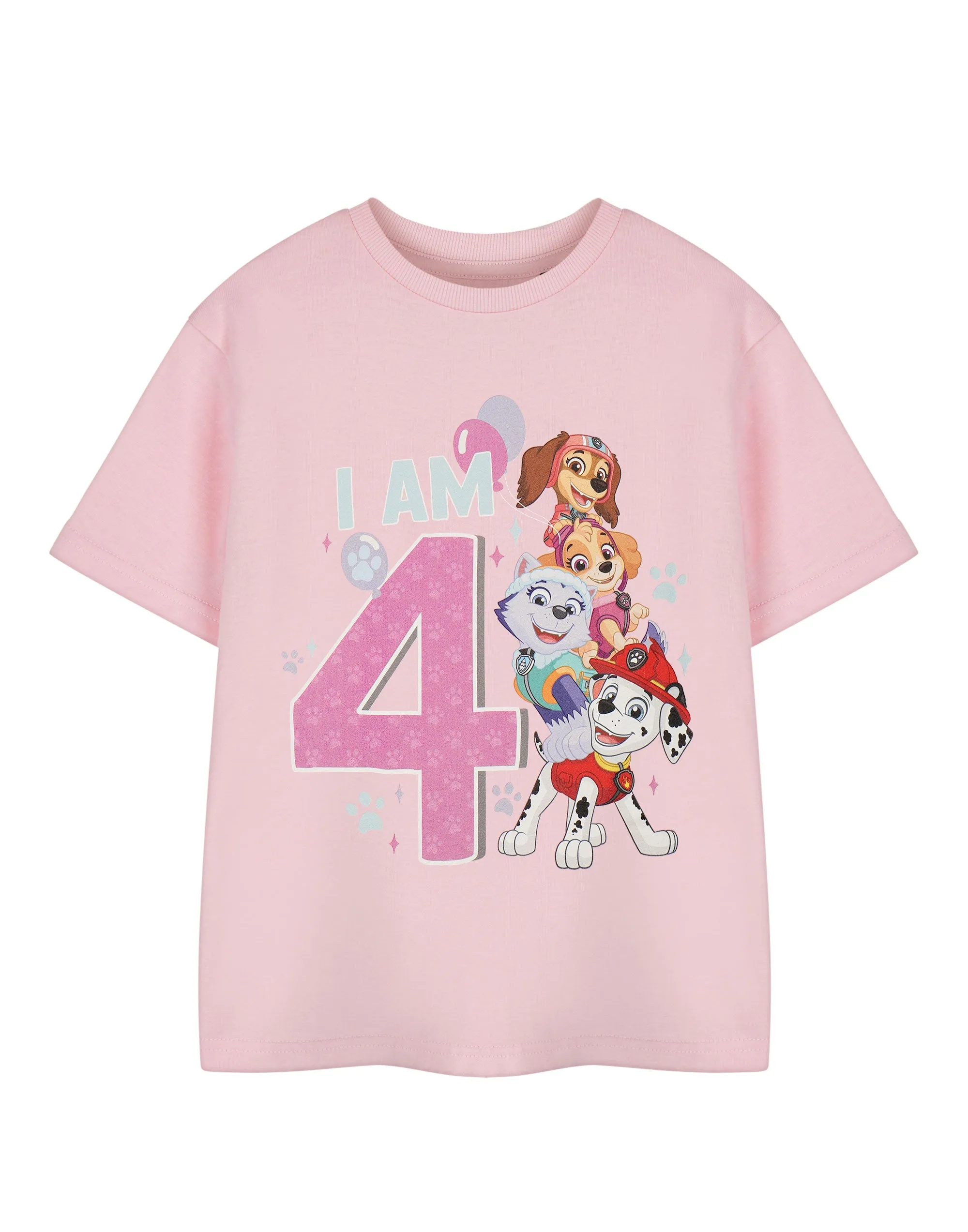 Paw Patrol Birthday Girls Pink Short Sleeved T-Shirt