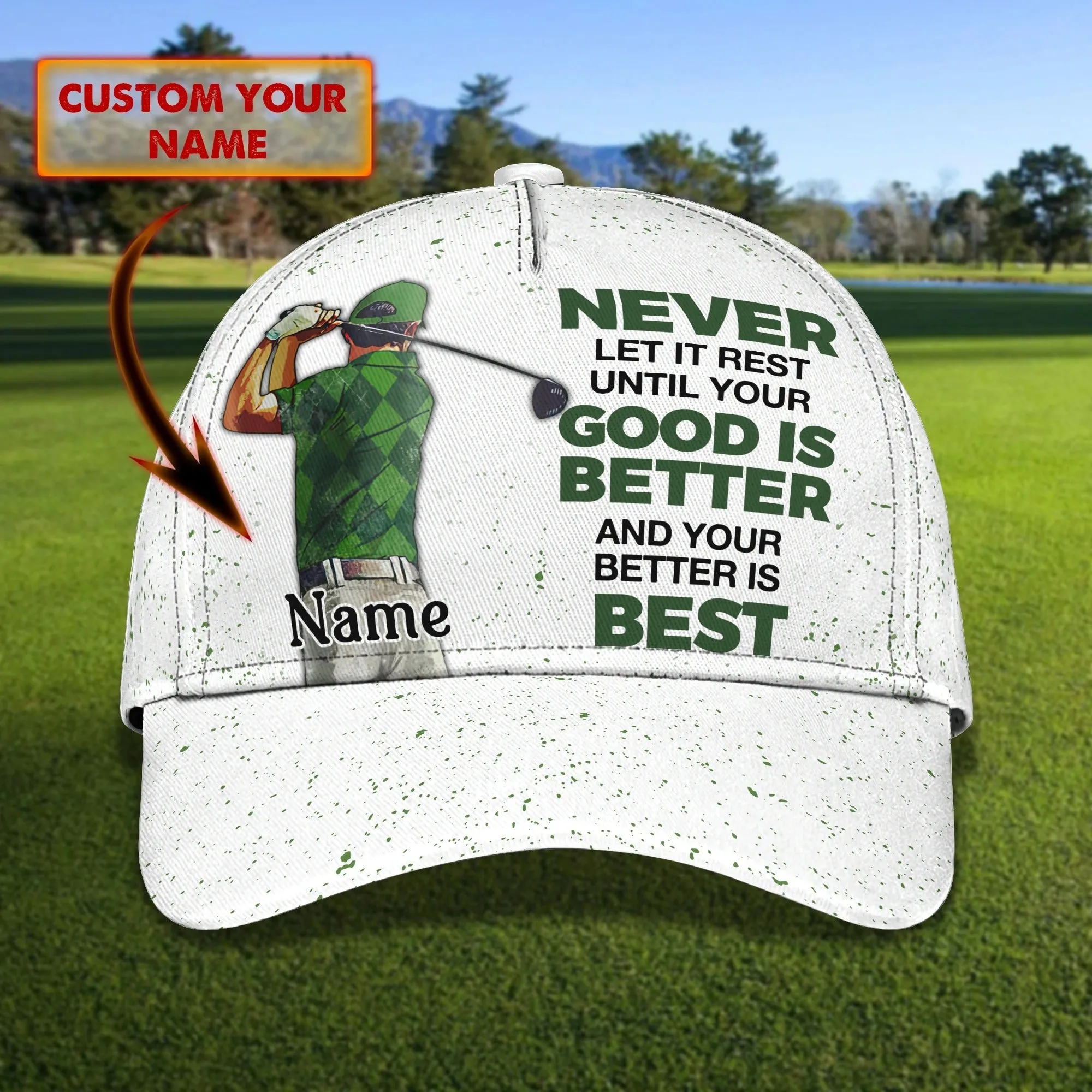 Personal With Name American Baseball Golf Caps, Hat For Golfer Man, Birthday Present To Golf Lover