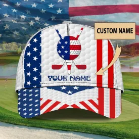 Personal With Name American Baseball Golf Caps, Hat For Golfer Man, Birthday Present To Golf Lover