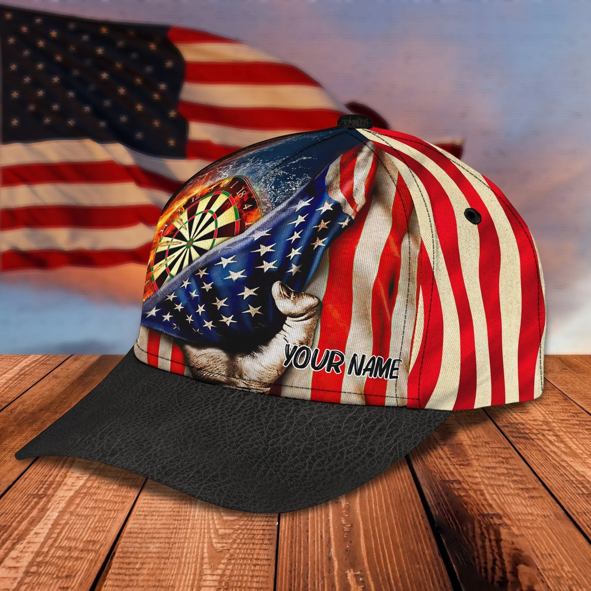 Personalized 3D Full Printed Dart Cap Hat, Dart on Fire Classic Cap, Cap for Dart Lover