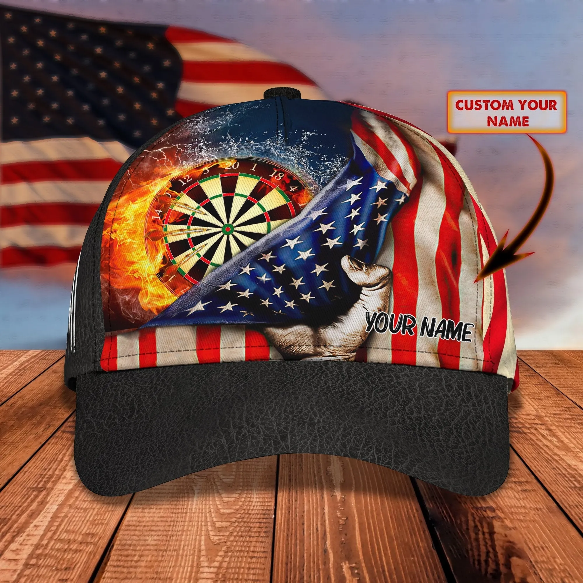 Personalized 3D Full Printed Dart Cap Hat, Dart on Fire Classic Cap, Cap for Dart Lover