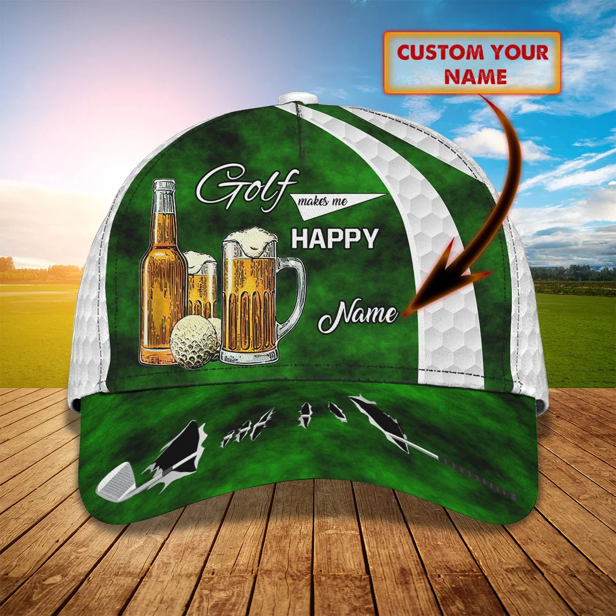 Personalized Green Golf Cap For Men And Women, Best Quality Cap Hat For Golf Lover, Present Golf Lovers