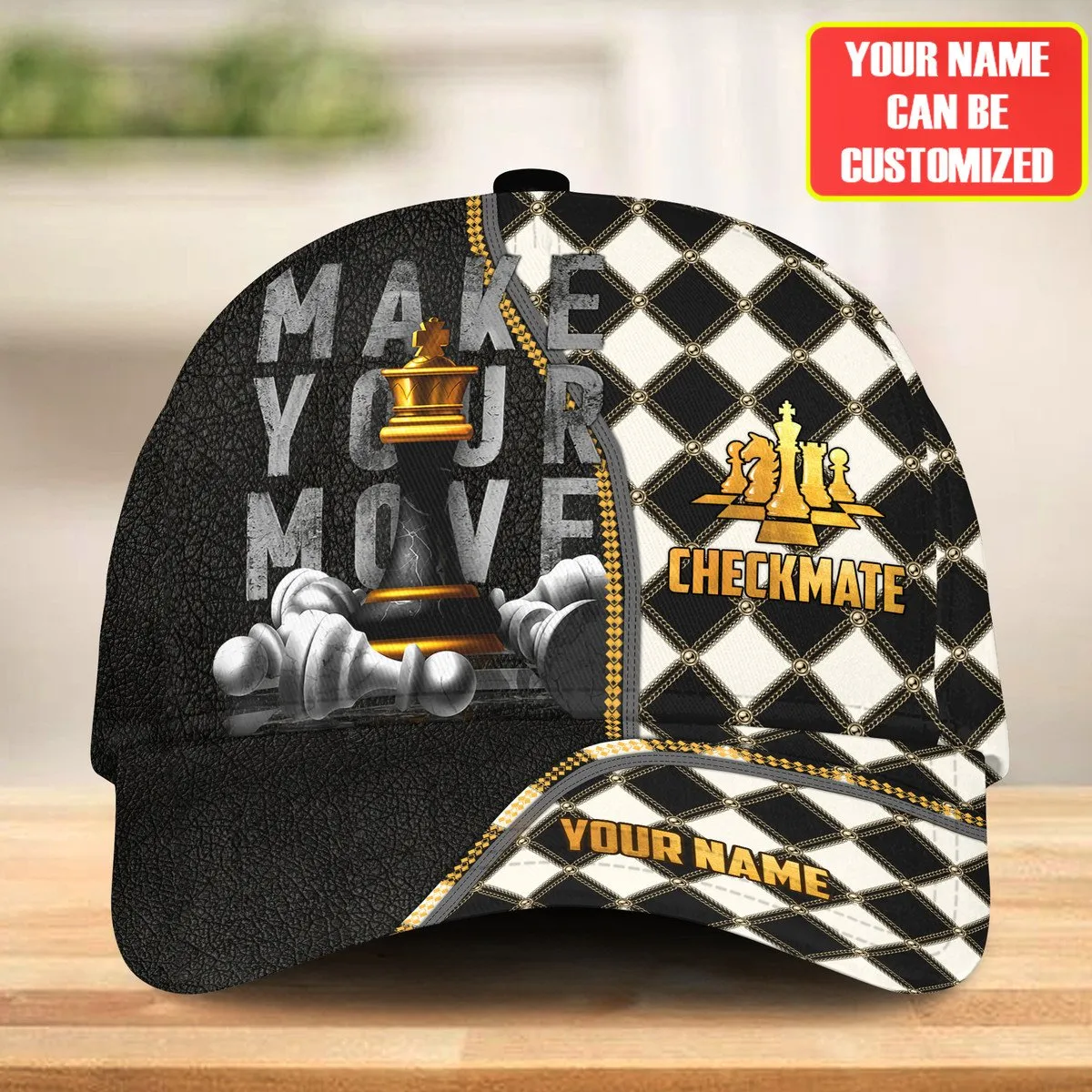 Personalized Name Chess Classic Cap, Make Your Move Checkmate Cap Chess, Hat for Chess Player