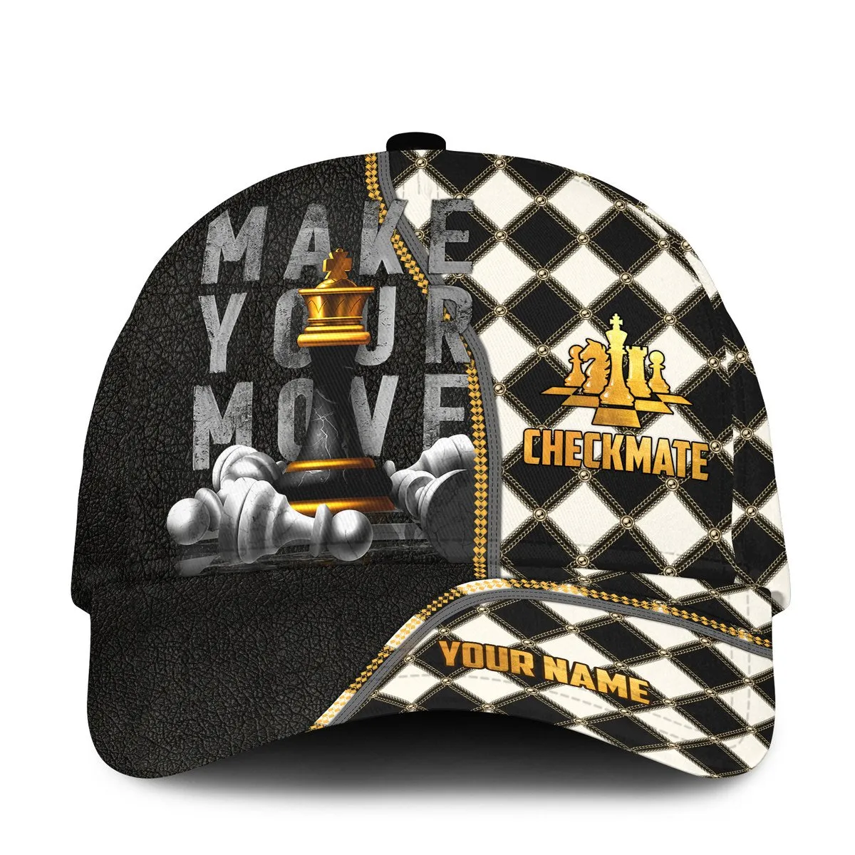 Personalized Name Chess Classic Cap, Make Your Move Checkmate Cap Chess, Hat for Chess Player