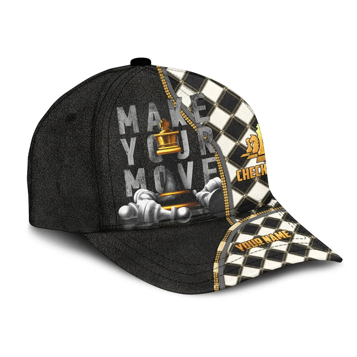 Personalized Name Chess Classic Cap, Make Your Move Checkmate Cap Chess, Hat for Chess Player