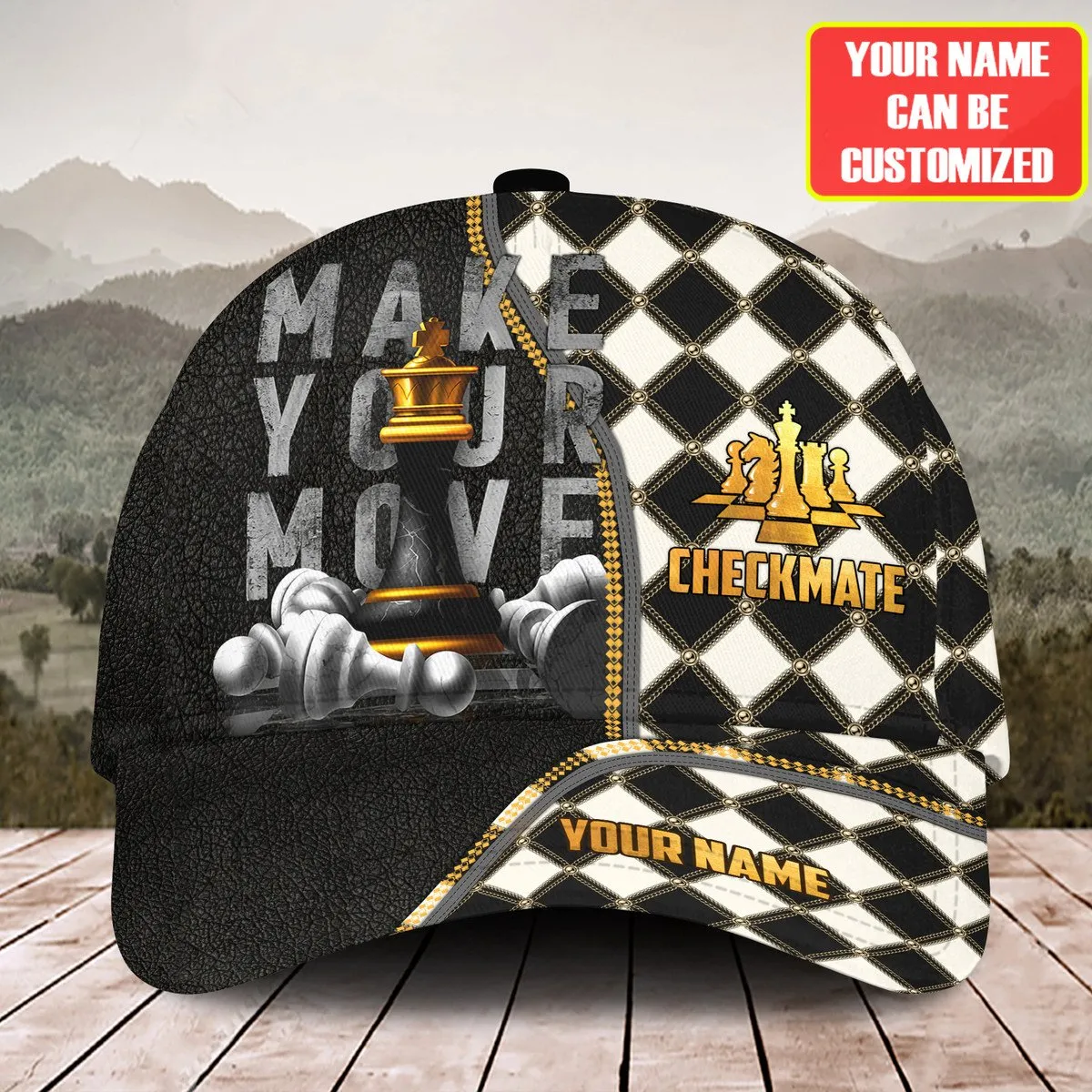 Personalized Name Chess Classic Cap, Make Your Move Checkmate Cap Chess, Hat for Chess Player