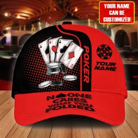 Personalized Name Poker Work and Folded Classic Cap, Red Poker Cap for Men Women