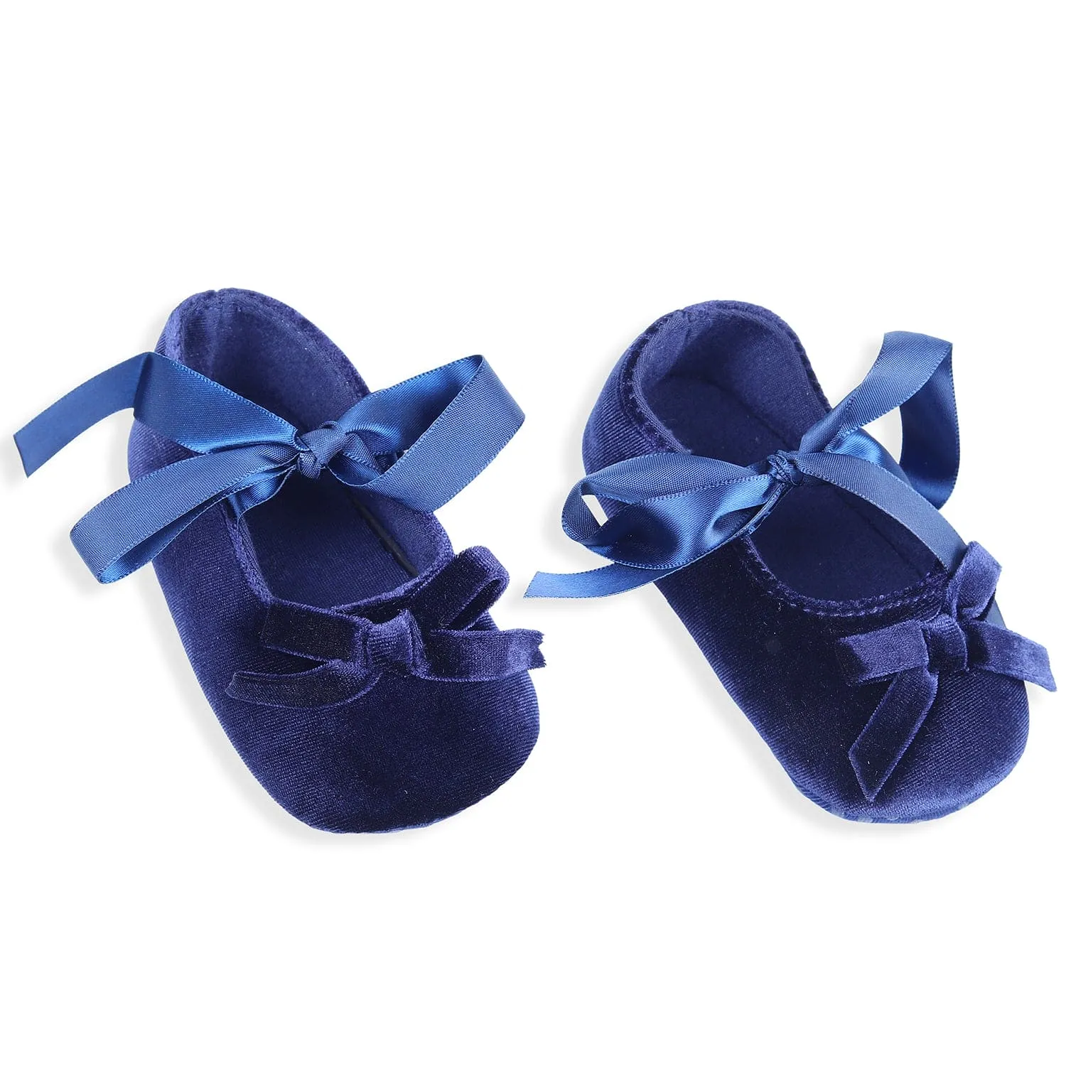 Princess Bowknot Premium Girls Anti-Slip Ballerina Booties - Blue