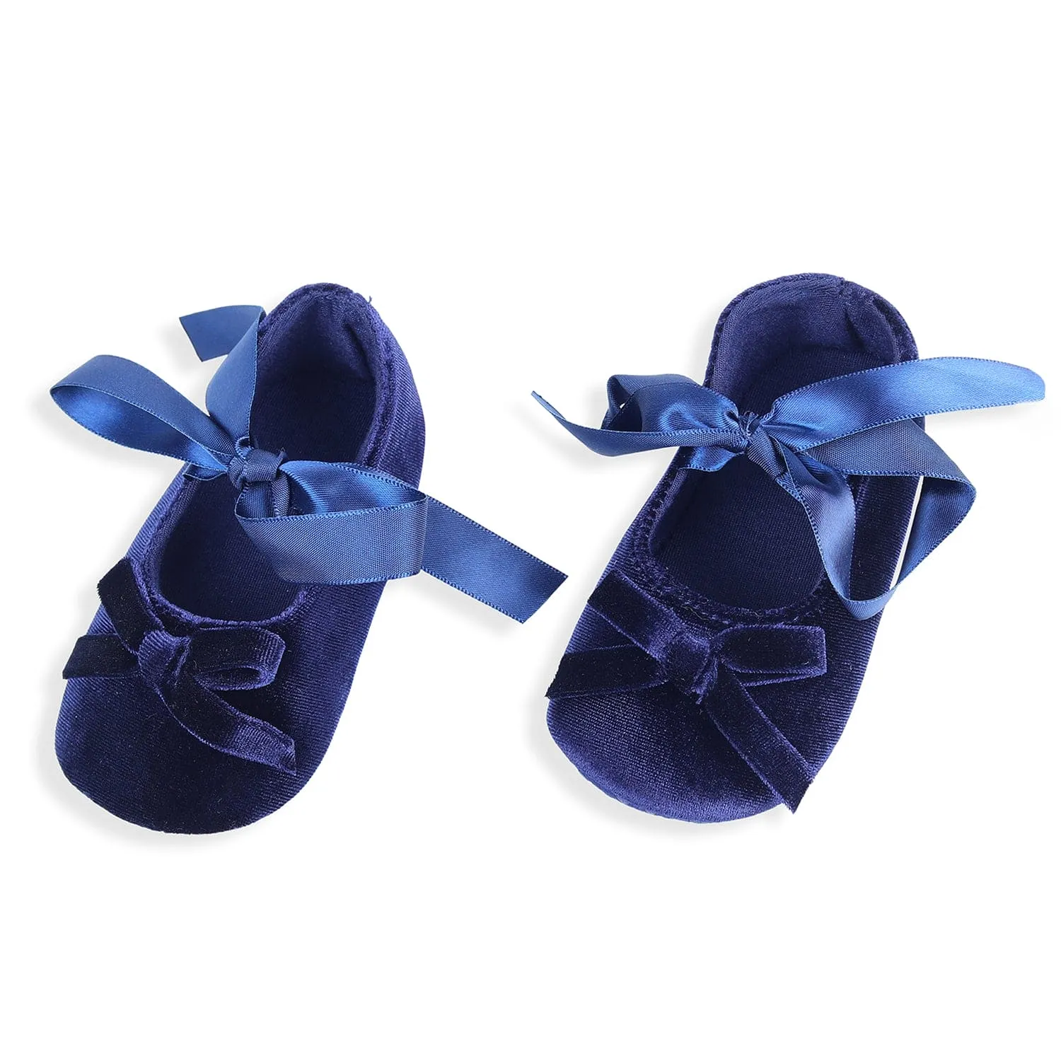 Princess Bowknot Premium Girls Anti-Slip Ballerina Booties - Blue