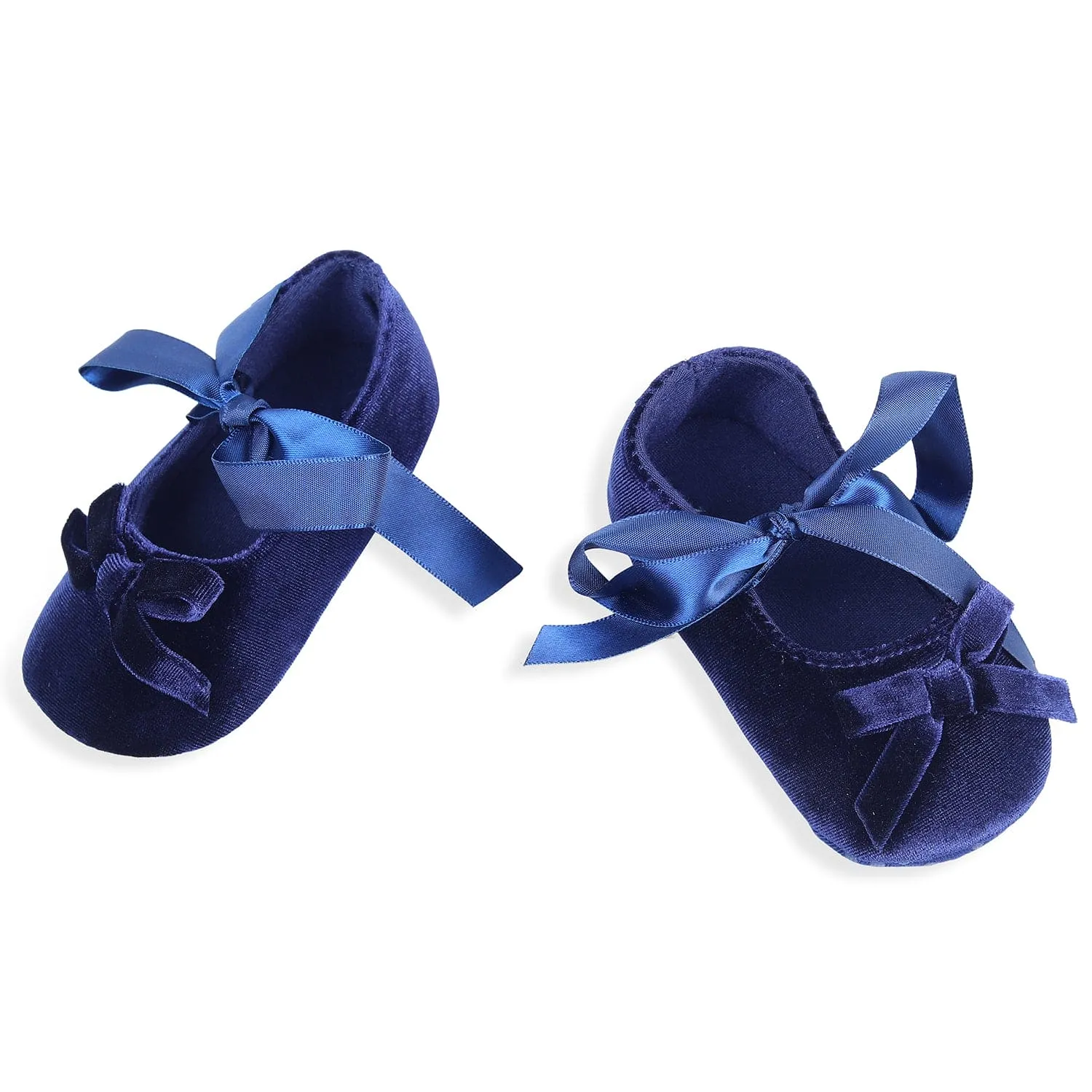 Princess Bowknot Premium Girls Anti-Slip Ballerina Booties - Blue