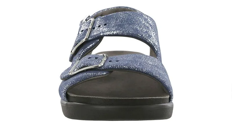 SAS Women's Silver Blue Relaxed Heel Strap Sandal-RELAXED746-Made in USA-Brandy's Shoes