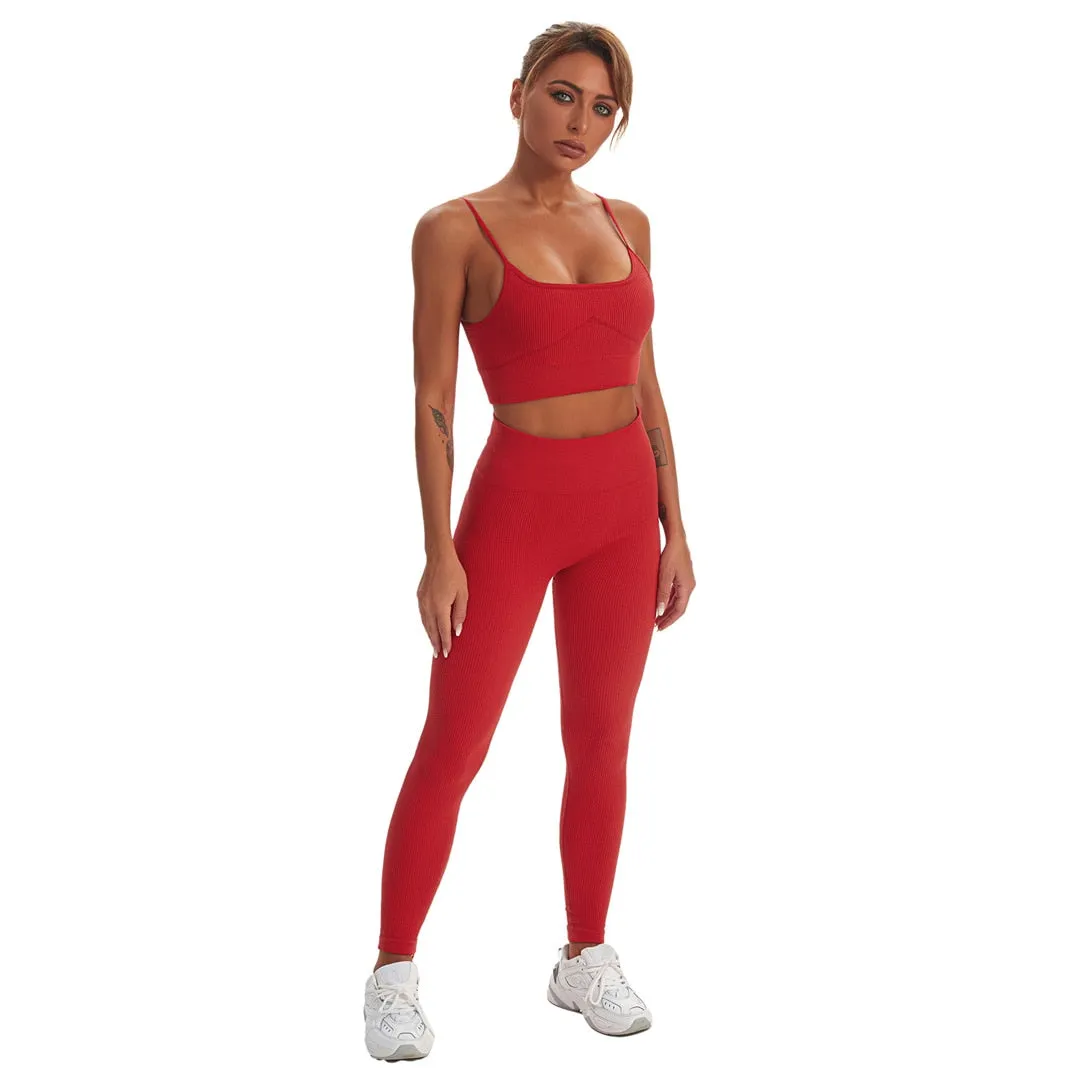 Seamless Yoga Suit Women 2 PCS Sports Vest High Waist Leggings Bra Shorts Outfit Set Fitness Workout Clothes Sportswear A056RVP