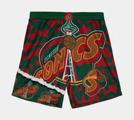 Seattle Supersonics Jumbotron 2.0 Sublimated Shorts Mens Shorts (Green/Orange)