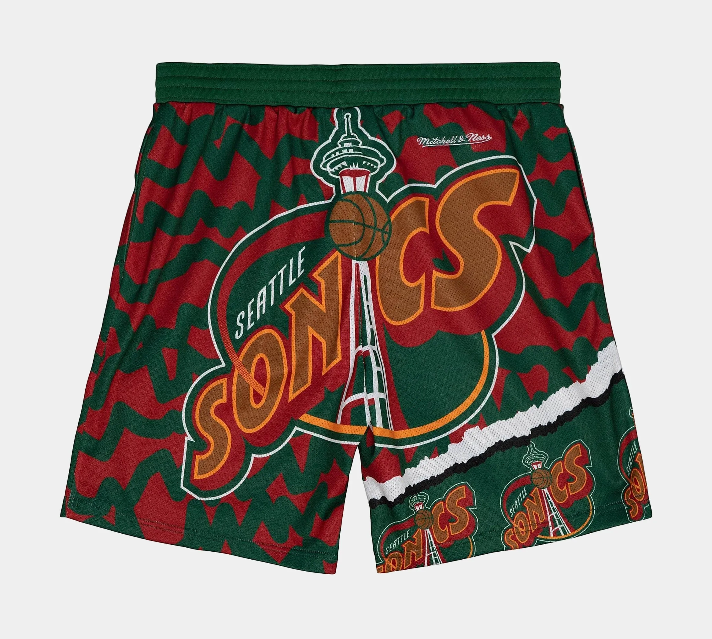 Seattle Supersonics Jumbotron 2.0 Sublimated Shorts Mens Shorts (Green/Orange)