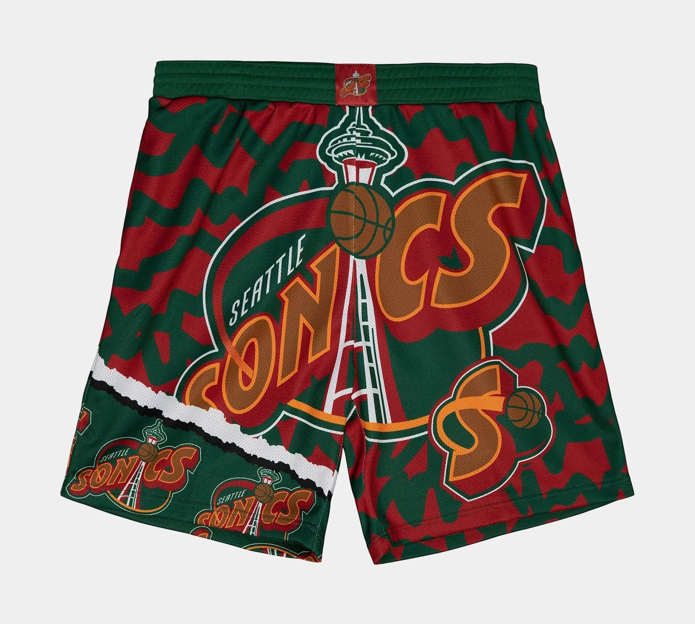 Seattle Supersonics Jumbotron 2.0 Sublimated Shorts Mens Shorts (Green/Orange)