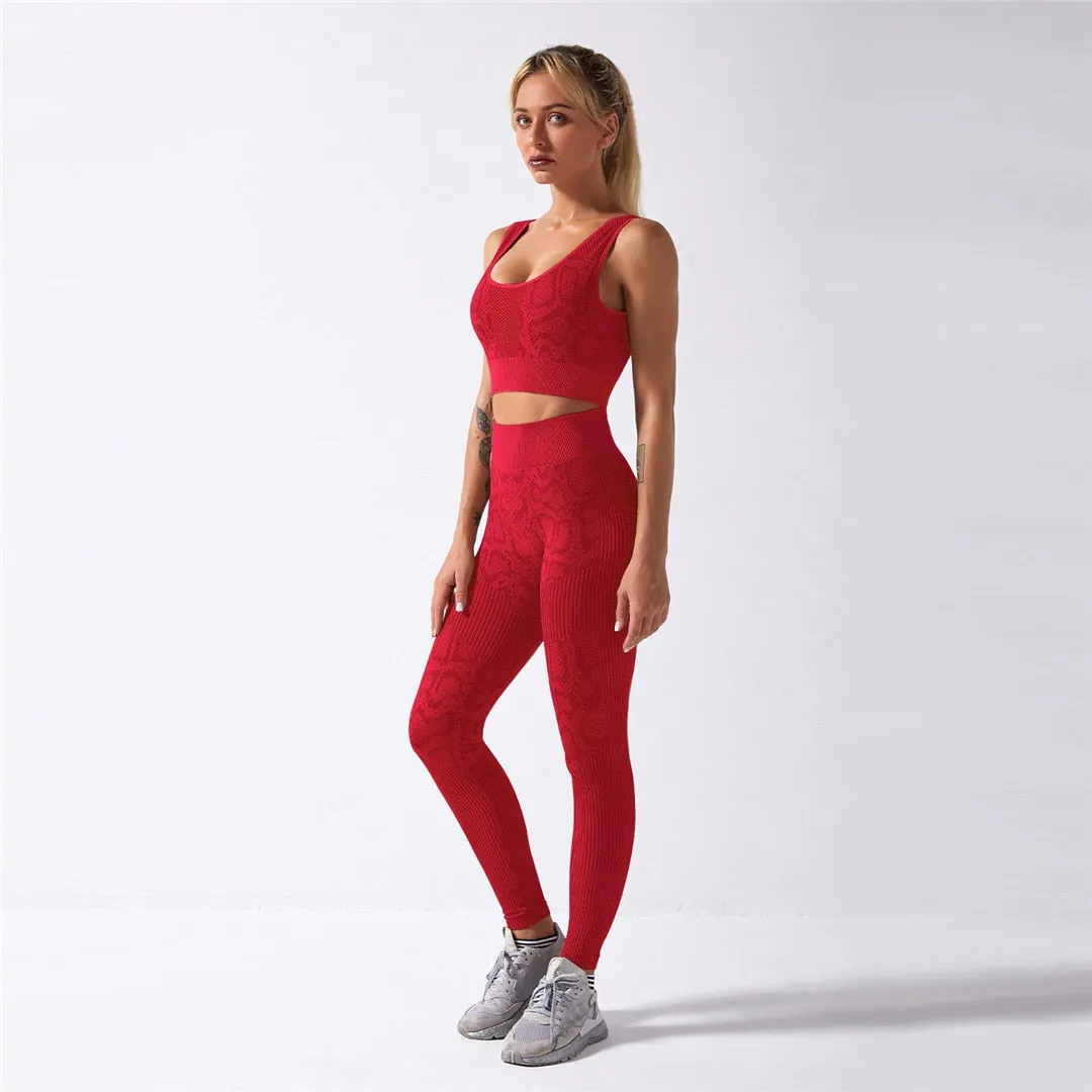 Snake Print Seamless Sportswear 2 Pieces Yoga Set Women Sports Bra and Leggings Fitness Running Workout Clothes Gym Outfit A010