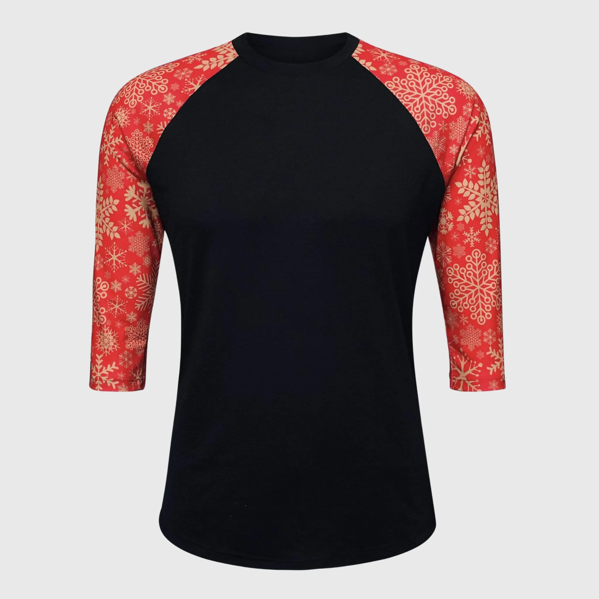 Snowflakes Gold Red Polyester Top