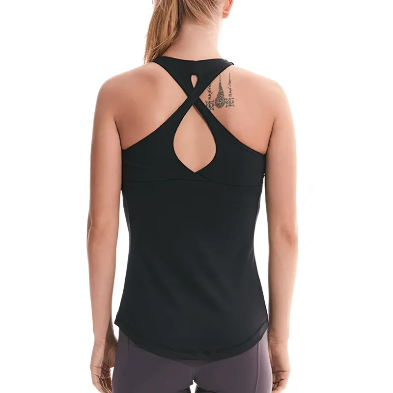 Sports Elastic Tight Women's Cross-Back Yoga Tank - SF1276