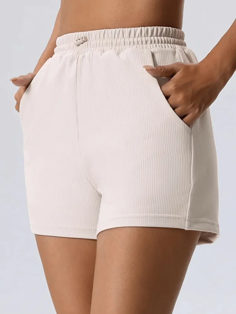 Stylish Elegant Women's Ribbed Yoga Shorts - SF2206