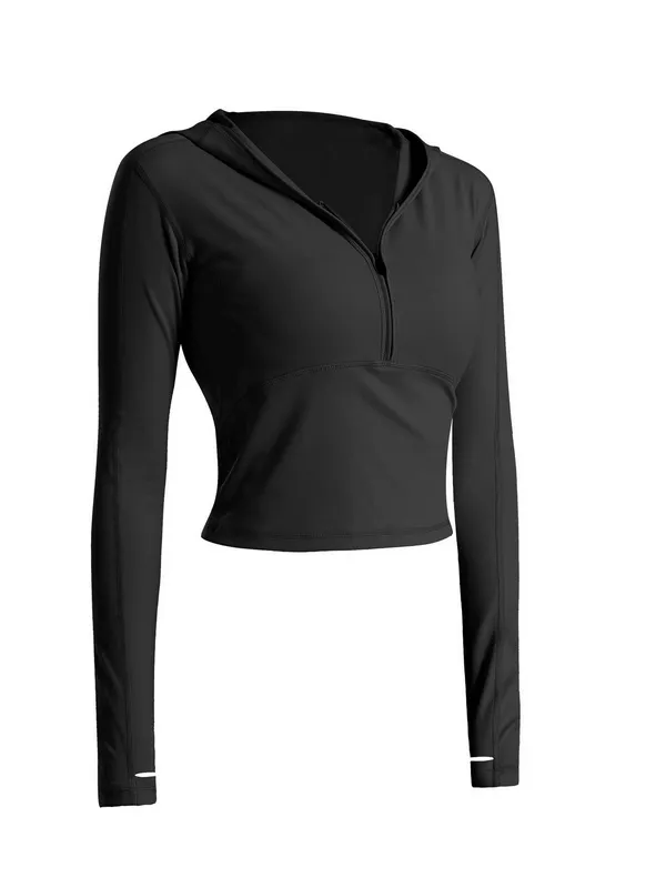 Stylish Sports Women's Top with Long Sleeves and Hood - SF1430